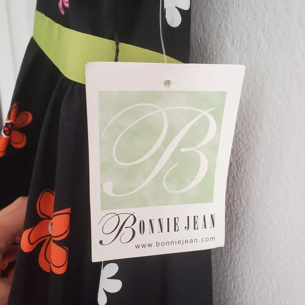 Bonnie Jean Empire Waist‎ Floral Fit Flare Dress Girls 10 Ribbon Sash NEW Party